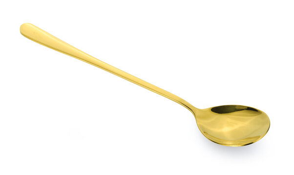 silver spoon isolated on white background.