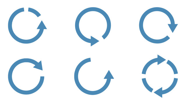 Set of blue circular arrow icons for refresh and loading