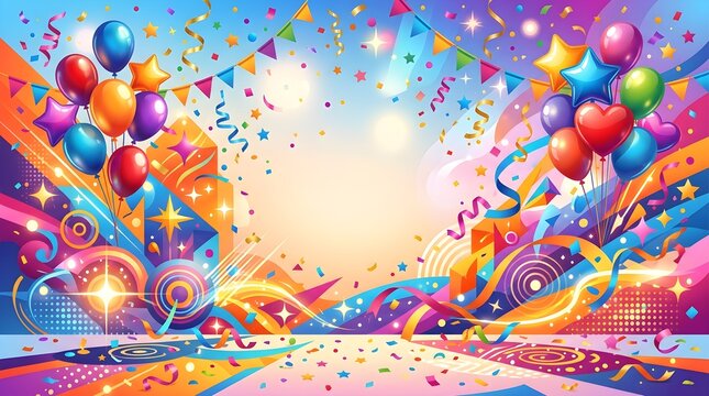 Colorful Celebration Party Background With Balloons