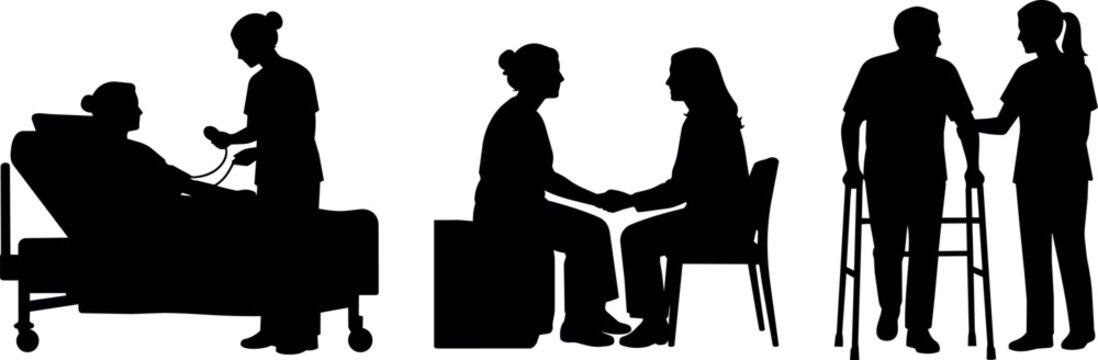 Medical professionals provide care and support to patients in various healthcare settings