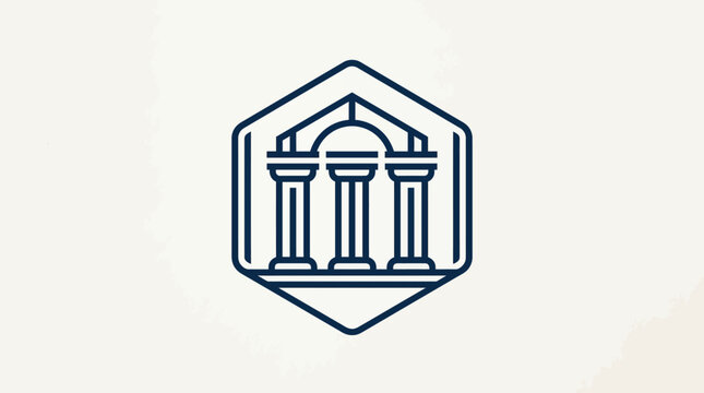 Architecture logo with columns and hexagon.