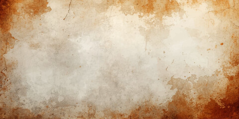 Naklejka premium Vintage Grunge Wall Texture Background with Aged Brown Parchment and Worn Antique Surface, Dirty Old Paper Style Retro Beige Grungy Wallpaper Design