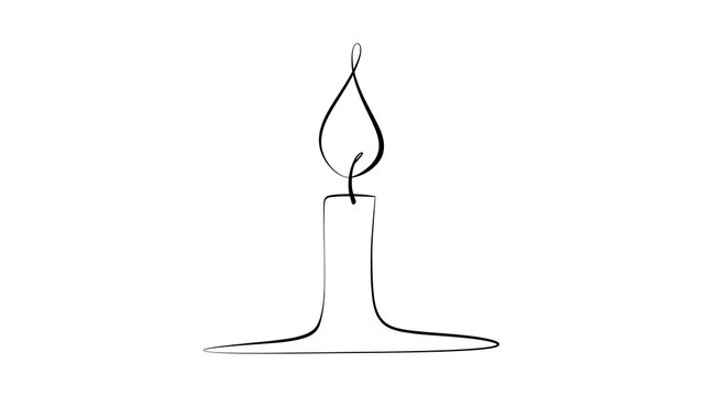 Minimalist candle line art on white background.