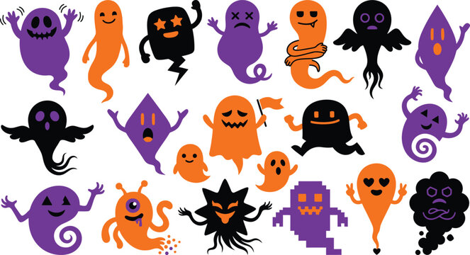 Halloween ghosts and spirits a spooky collection of cartoon characters