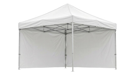 White outdoor marquee tent with side walls for events festivals isolated on transparent background png graphics. © Isolated_png