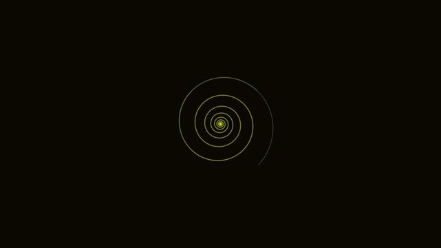 Golden spiral pattern on black background, geometric design