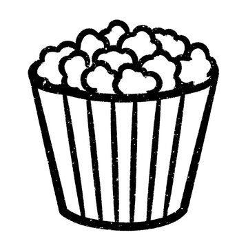 illustration of popcorn with black outline