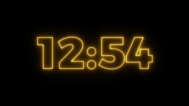 A wonderful yellow glowing neon new countdown, 13 second to 12 second countdown.Abstract thirteen to twelve minute countdown timer animation on transparent background with alpha channel.