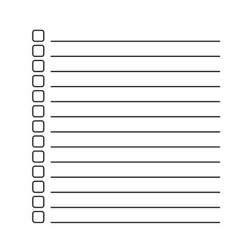 Blank checklist template with square checkboxes and horizontal lines checklist checkboxes template planning organized document minimalist