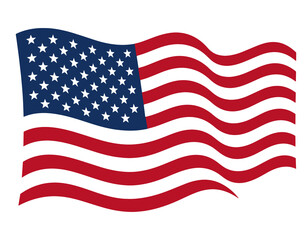 Fototapeta premium Waving united states national flag isolated on white background with stars and stripes american flag fourth of july memorial day veterans day