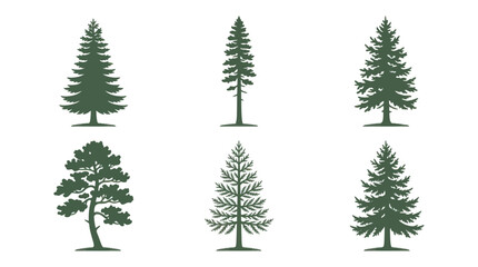 Obraz premium Collection of evergreen tree silhouettes