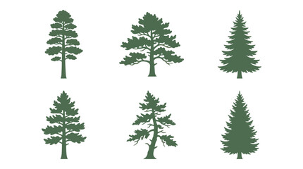 Obraz premium Green evergreen tree silhouettes set