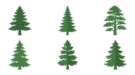 Obraz premium Green pine tree icons set