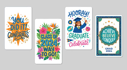 Fototapeta premium Graduation celebration cards 2024