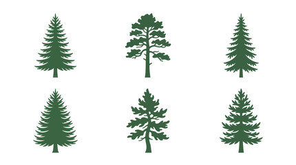 Obraz premium Green pine tree silhouettes collection