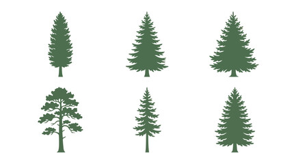 Obraz premium Green pine tree silhouettes set