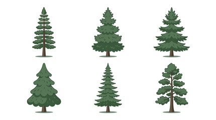 Obraz premium Collection of stylized evergreen trees