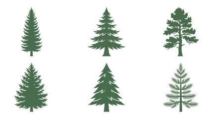 Obraz premium Coniferous tree silhouettes collection