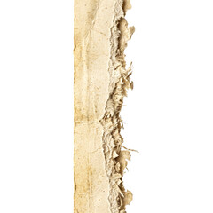 Naklejka premium A vertical strip of raw torn cardboard paper texture with rough frayed edges.