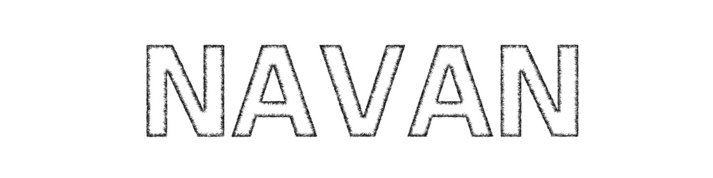 Black and white sketch Navan text design element