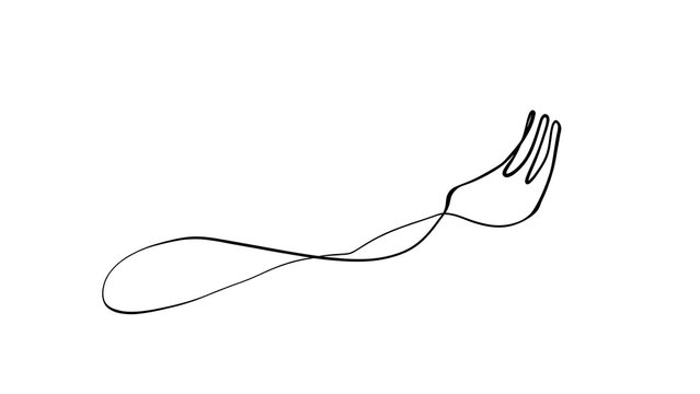 Minimalist fork line art on white background.