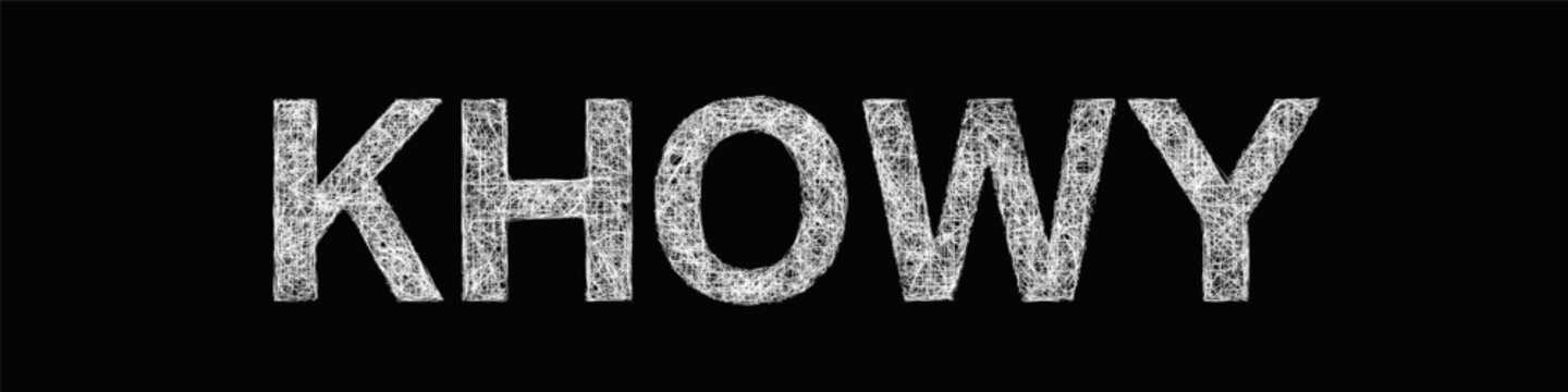 Monochrome sketch Khowy text design element