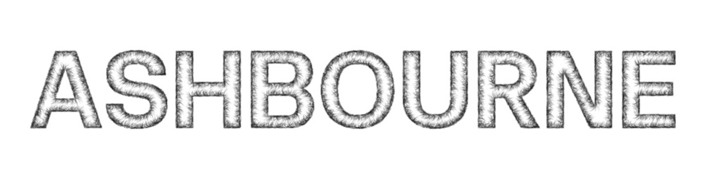 Sketch monochrome Ashbourne text design element