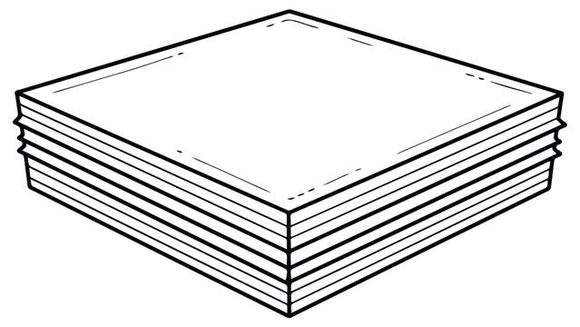 stack of white square papers with black outline