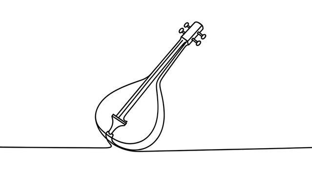 Minimalist lute drawing on white background.