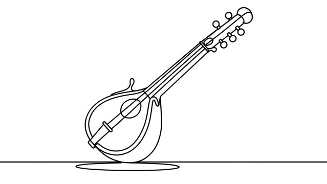 Minimalist line art mandolin on white background.