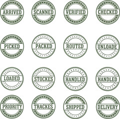 Obraz premium Vintage rubber stamp icons in 4x4 grid pattern