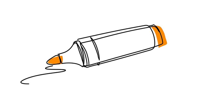 Orange highlighter pen on white background.
