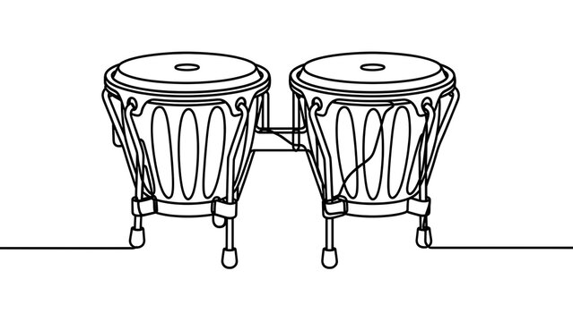 Pair of bongo drums on white background.