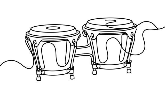 Pair of bongo drums illustration on white background.
