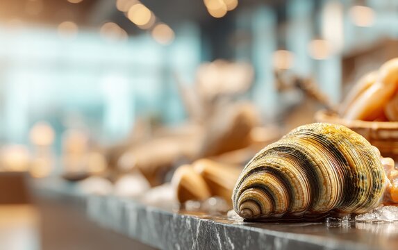 Close-Up View of a Geoduck Clam Display with Dramatic Lighting Effects