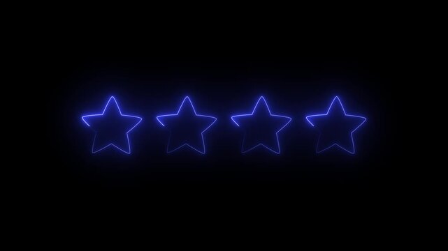 four star customer rating animation on black background featuring. 4K animated, Positive Feedback icon . 4k motion video animation .