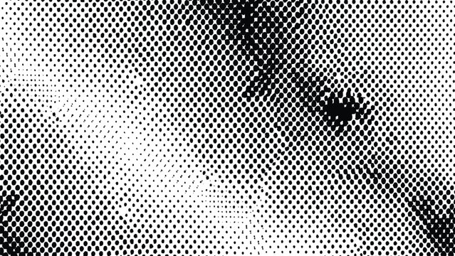 stylized halftone dog portrait close-up with black dot shading creating artistic printed effect for modern graphic design