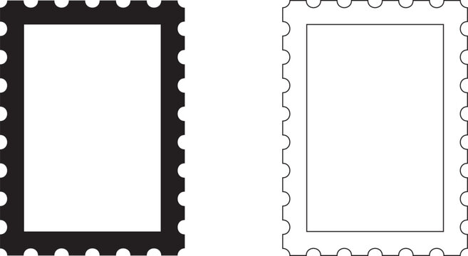 Blank postage stamp. Clean postage stamp template. Postage icon. vector 