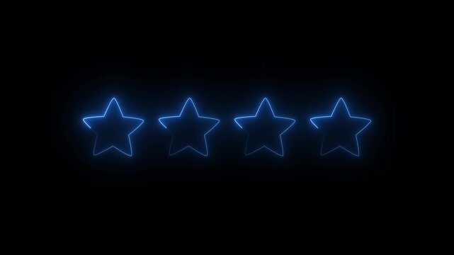 four star customer rating animation on black background featuring. 4K animated, Positive Feedback icon . 4k motion video animation .