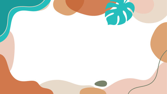 Abstract tropical background with colorful organic shapes and teal accents for website headers, banners, and marketing visuals. Flat vector illustration EPS 10.