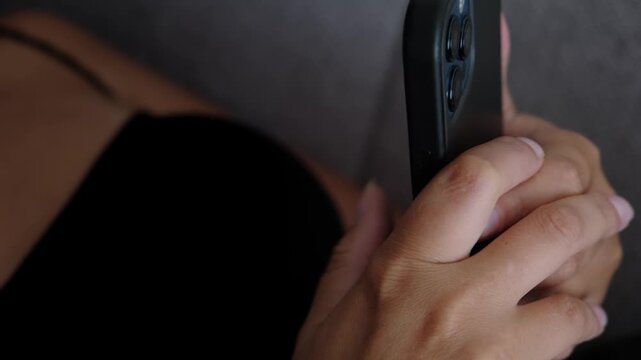 Social media addiction, compulsive scrolling and smartphone overuse, close up of hands using mobile phone, endless social media feed and digital lifestyle concept