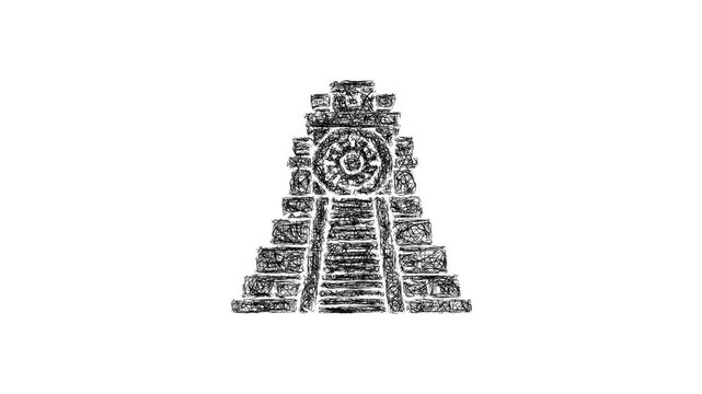 Sketch aztec shrine icon animation - smooth progressive reveal