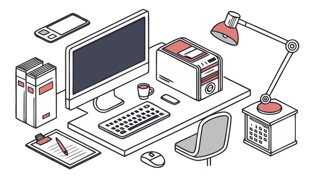 Set of computer icons vector illustration collection of desktop, laptop, monitor, keyboard, mouse and network technology elements for office business and IT communication design