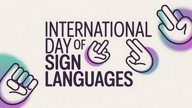 International day of sign languages banner design with multiple hand gesture icons language communication awareness community typography celebration international inclusive speaking learning