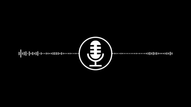 Animation of voice recording and podcast mic icon. Sound and voice recording microphone signal icon animation.