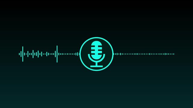 Animation of voice recording and podcast mic icon. Sound and voice recording microphone signal icon animation.