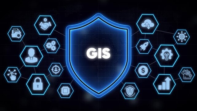 Gis geographic information system shield concept digital network security technology