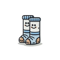 Obraz premium Cute cartoon robot toy with smiling face in flat vector style.