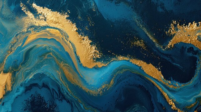 Abstract blue and gold marble texture