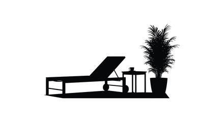 Piano side table and potted plant in black silhouette grand © IMkM00i76